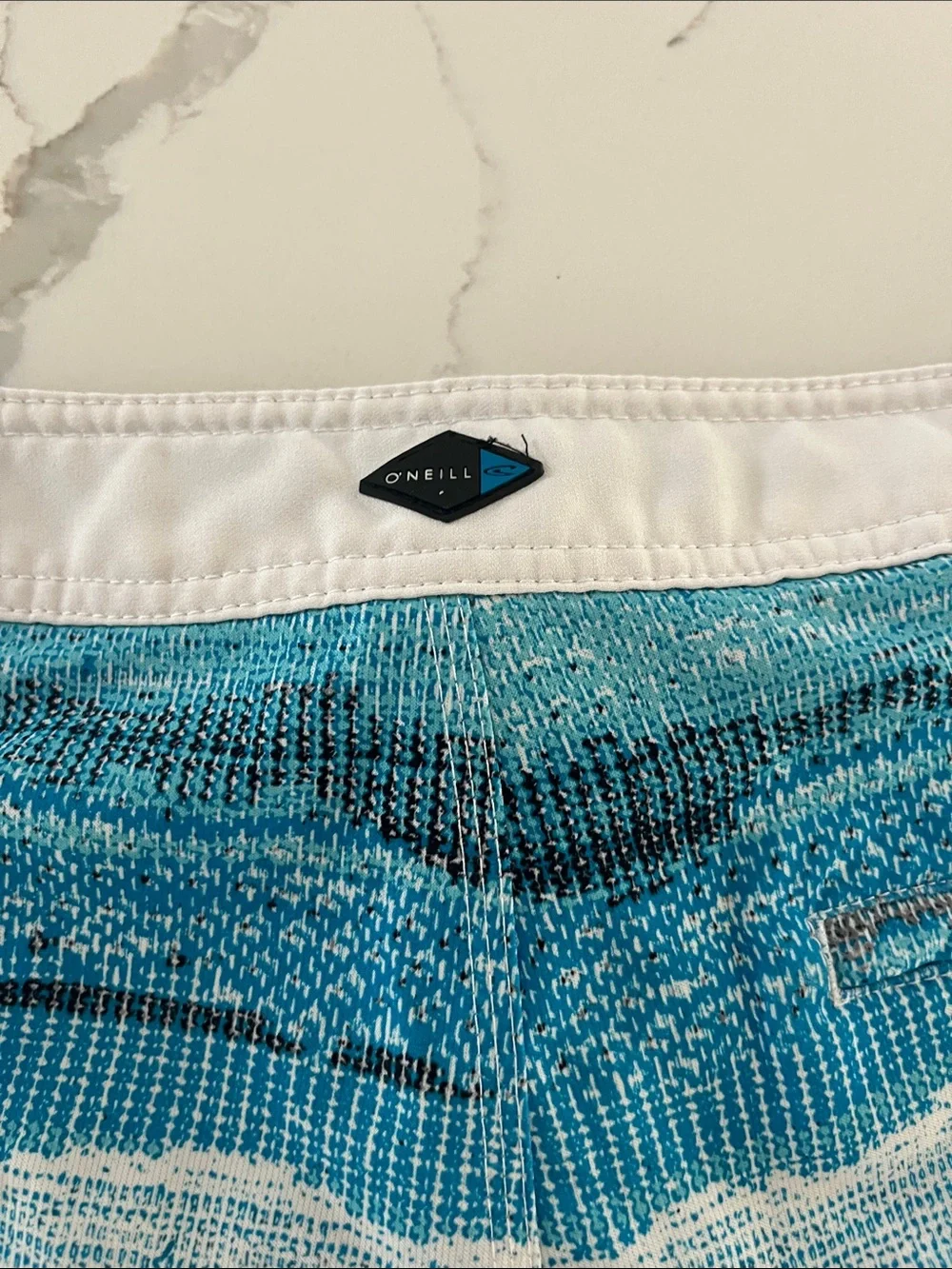O'Neill Men's Teal and Gray Striped Board Shorts